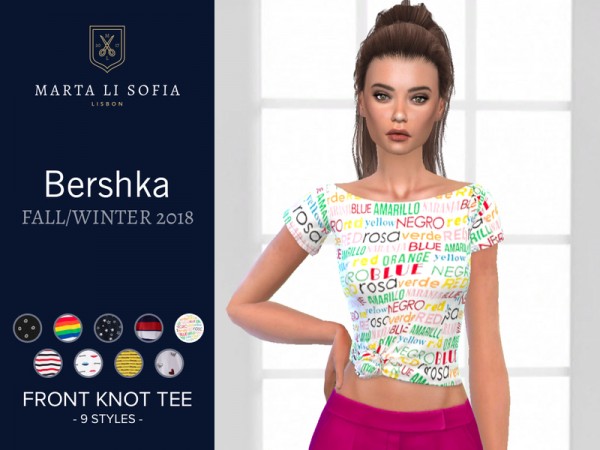  The Sims Resource: Side Knot Crop Tshirt by martalisofia
