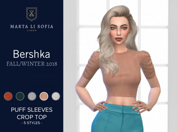  The Sims Resource: Felt puff sleeves top by martalisofia