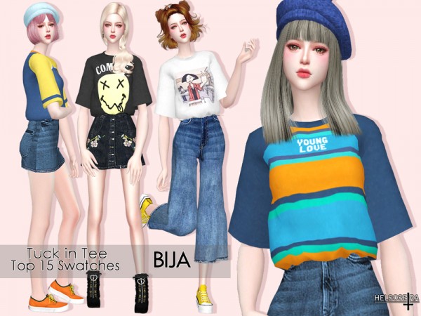  The Sims Resource: BIJA Tuck in T Shirt by Helsoseira