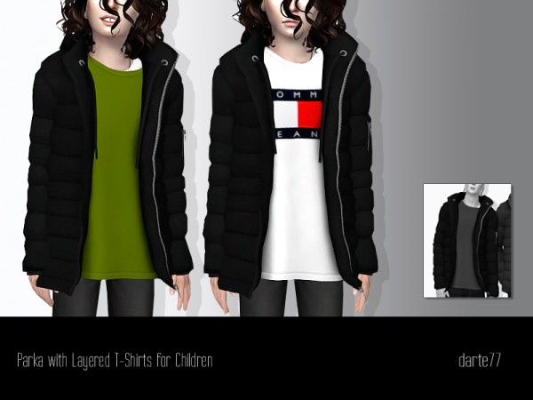  The Sims Resource: Parka with Layered T Shirts   V1 for kids by Darte77