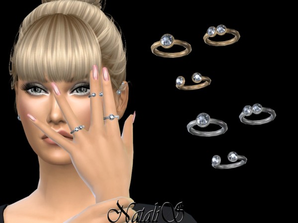  The Sims Resource: Triple ring set with crystals by NataliS