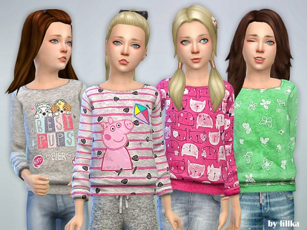  The Sims Resource: Printed Sweatshirt for Girls P35 by lillka