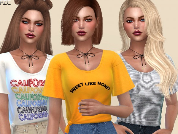 The Sims Resource: Knotted Everyday T-shirts 02 by Pinkzombiecupcakes ...