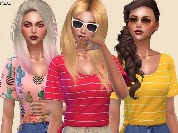  The Sims Resource: Knotted Everyday T shirts 02 by Pinkzombiecupcakes