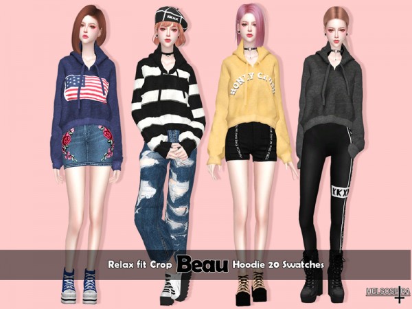  The Sims Resource: BEAU   Relax Fit Hoodie by Helsoseira