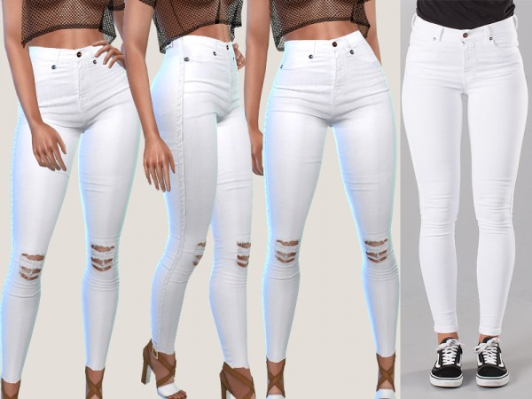  The Sims Resource: Bianca White Denim Jeans by Pinkzombiecupcakes