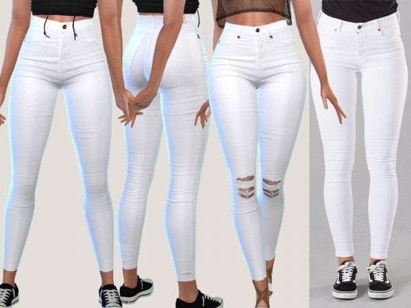  The Sims Resource: Bianca White Denim Jeans by Pinkzombiecupcakes