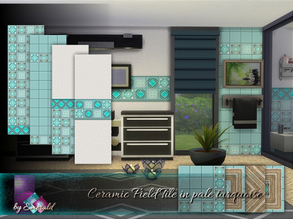  The Sims Resource: Ceramic Field Tile in pale turquoise by emerald