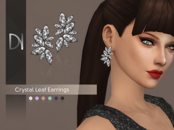  The Sims Resource: Crystal Leaf Earrings by DarkNighTt