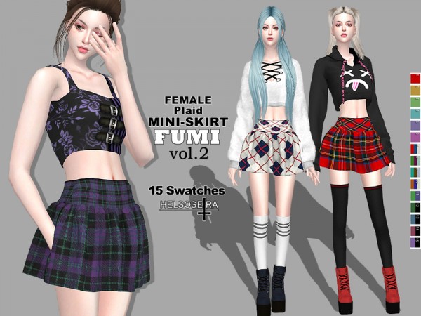  The Sims Resource: FUMI Vol2 Plaid Mini Skirt by Helsoseira