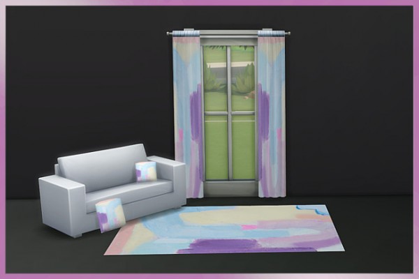  Blackys Sims 4 Zoo: Watercolor Harmony curtains by weckermaus