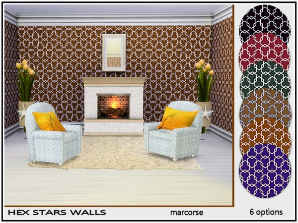  The Sims Resource: Hex Stars Walls by marcorse