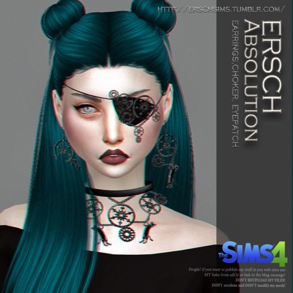 ErSch Sims: Absolution set   earrings, choker, eyepatch