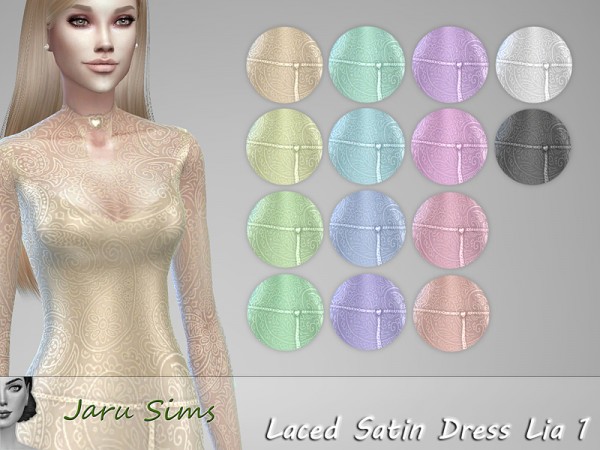  The Sims Resource: Laced Satin Dress Lia 1 by Jaru Sims