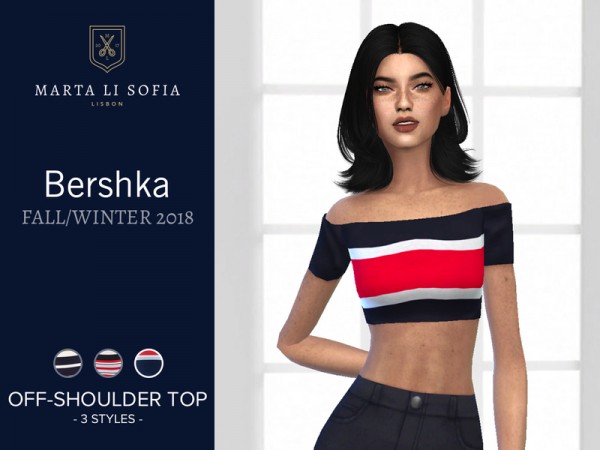  The Sims Resource: Off shoulder crop top by martalisofia