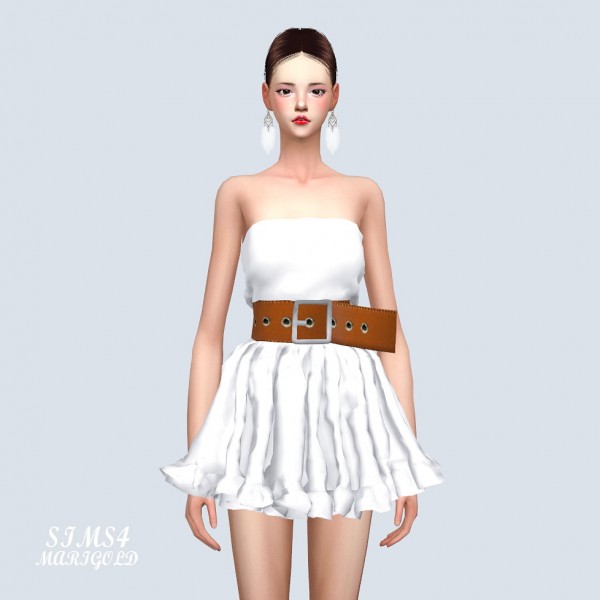  SIMS4 Marigold: Big Belt Frill Dress