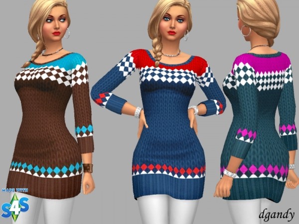  The Sims Resource: Sweater Dress   Lori by dgandy