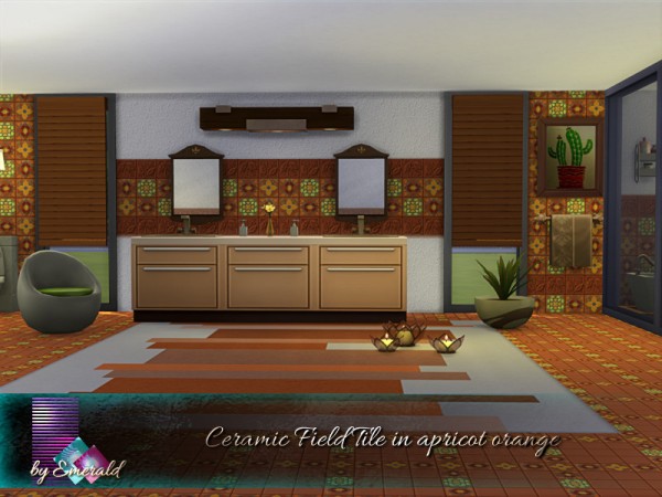  The Sims Resource: Ceramic Field Tile in apricot orange by emerald