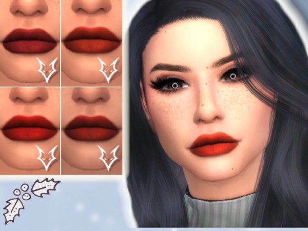  The Sims Resource: Mistletoe Red lips by JoshuaKerrFoxTSR