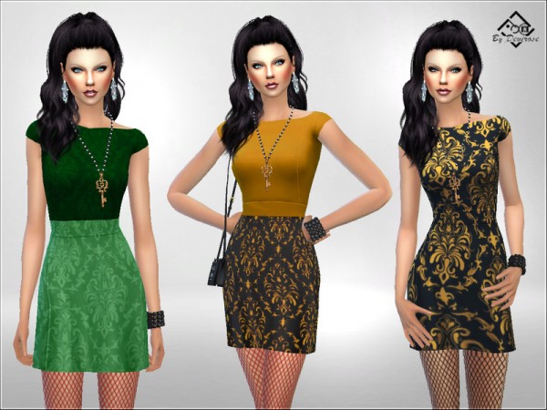  The Sims Resource: Damask Mini Dress by Devirose