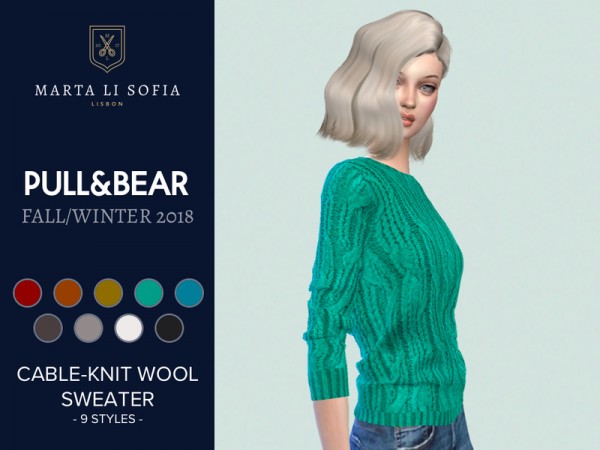  The Sims Resource: Cable knit wool sweater by martalisofia