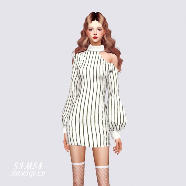  SIMS4 Marigold: Collarbone Mini Dress