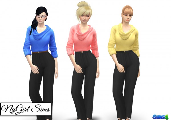  NY Girl Sims: Belted Sweater Jumpsuit
