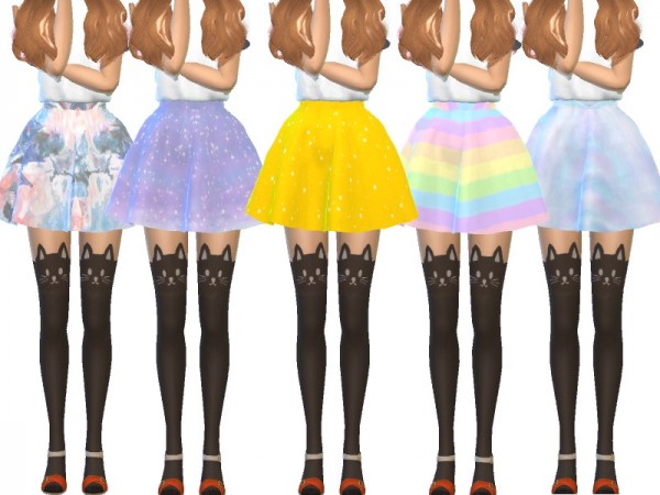  The Sims Resource: Kawaii Flared Mini Skirts by Wicked Kittie