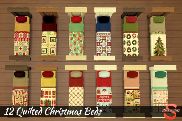  Strenee sims: 12 Quilted Christmas Beds