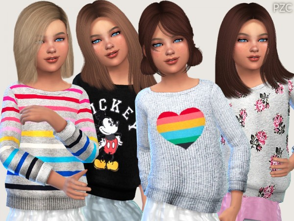  The Sims Resource: Winter Sweaters For Girls 02 by Pinkzombiecupcakes