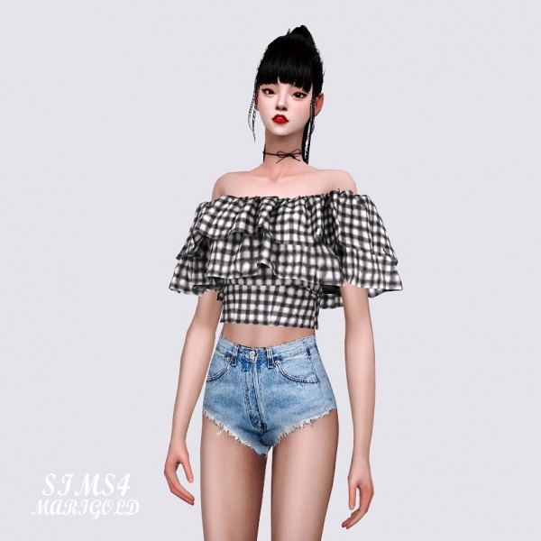  SIMS4 Marigold: Lovely Off Shoulder Ruffle Top