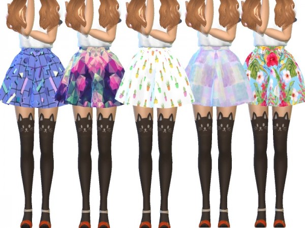 The Sims Resource: Kawaii Flared Mini Skirts by Wicked_Kittie • Sims 4 ...
