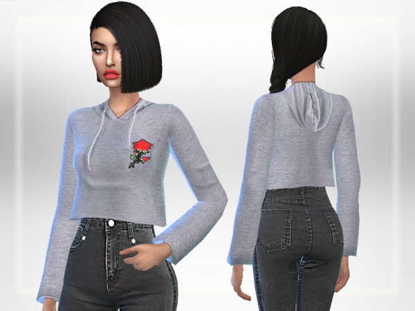  The Sims Resource: Cropped Hoodie by Puresim