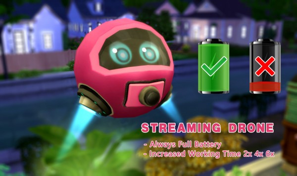 Mod The Sims: Streaming Drone   Always Full Battery / Increased Working Time  by soulkiller