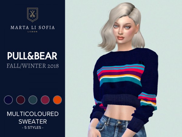  The Sims Resource: Multicoloured colour block sweater by martalisofia