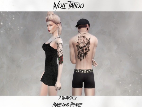  The Sims Resource: Wolf Tattoo by Reevaly