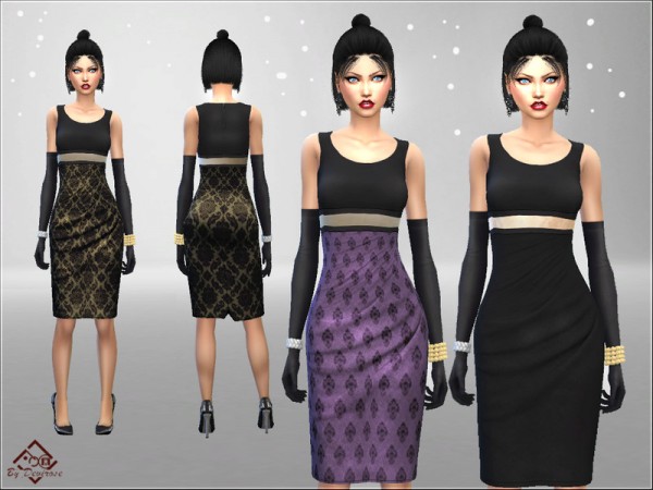  The Sims Resource: Damask Pencil Dress by Devirose