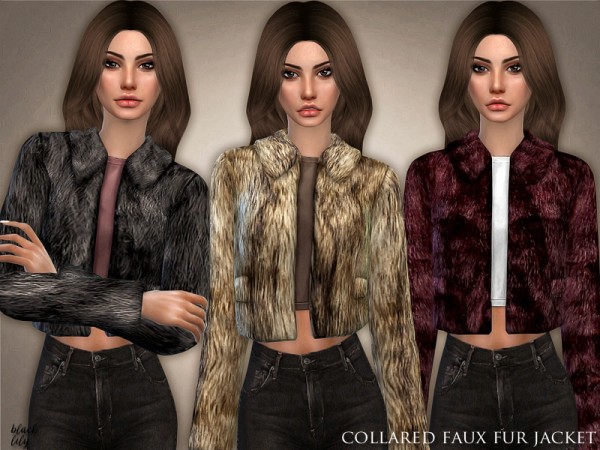  The Sims Resource: Collared Faux Fur Jacket by Black Lily