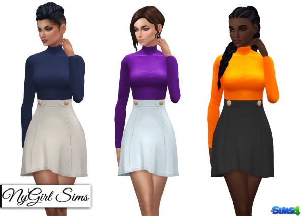  NY Girl Sims: Turtleneck High Waist Dress