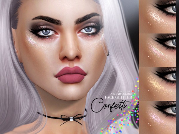  The Sims Resource: Confetti Face Glitter N63 by Pralinesims