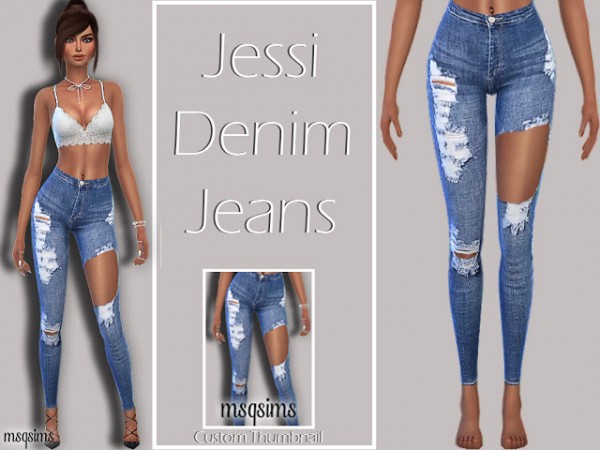 MSQ Sims: Jessi Denim Jeans • Sims 4 Downloads