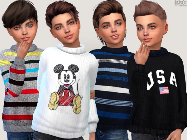  The Sims Resource: Winter Sweaters For Boys by Pinkzombiecupcakes