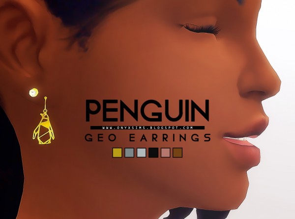  Onyx Sims: Geometric Penguin Earrings