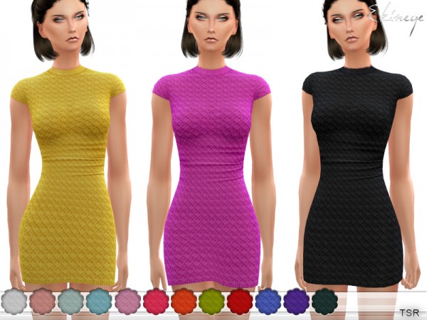  The Sims Resource: Cap Sleeve Knit Mini Dress by ekinege