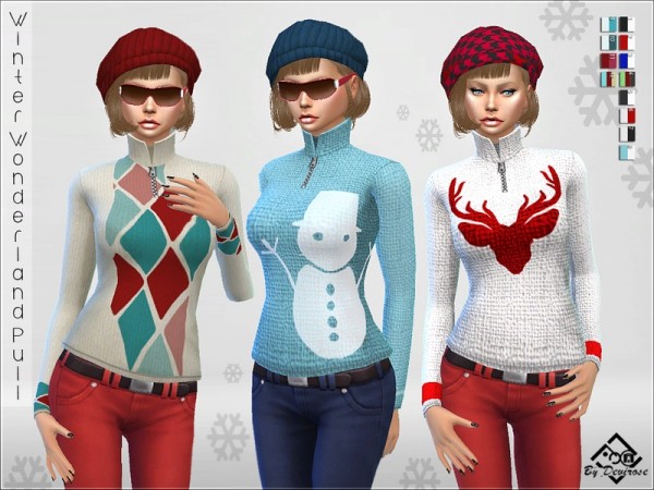  The Sims Resource: Winter Wonderland Pullover by Devirose