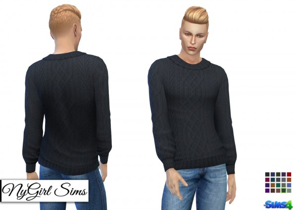  NY Girl Sims: Cable Knit Collared Sweater