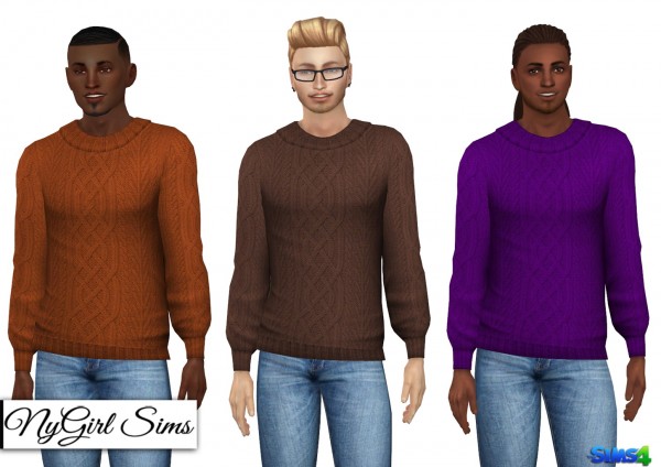  NY Girl Sims: Cable Knit Collared Sweater
