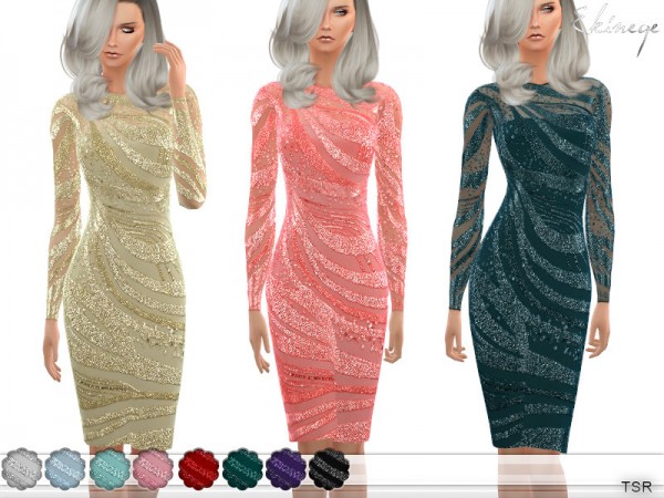  The Sims Resource: Sequin Wave Dress by ekinege