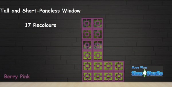  Mod The Sims: Tall Short Paneless Window set   17 Colours by wendy35pearly
