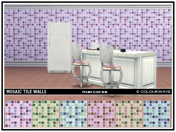  The Sims Resource: Mosaic Tile Walls by marcorse